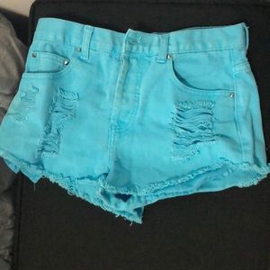 Blue f21 high waisted shorts